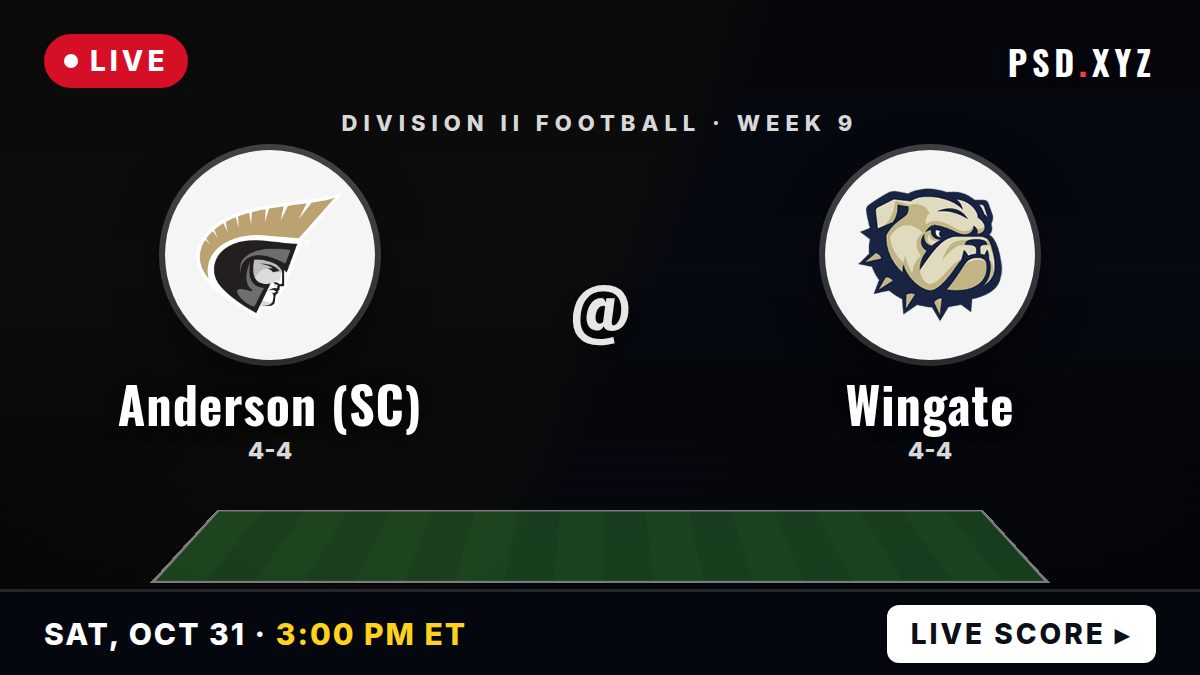 Anderson (SC) Trojans vs Wingate Bulldogs live on Saturday, October 31, 2026 – watch on PSD.XYZ