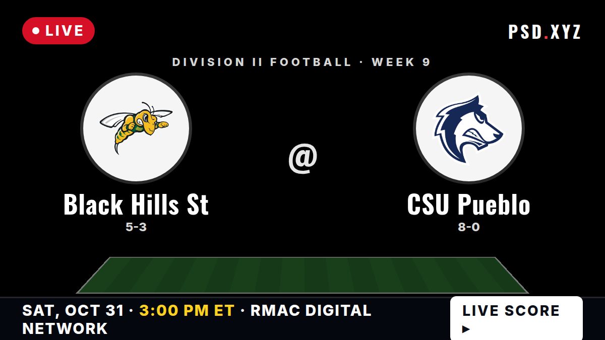 Black Hills State Yellow Jackets vs CSU Pueblo ThunderWolves live on Saturday, October 31, 2026 – watch on PSD.XYZ