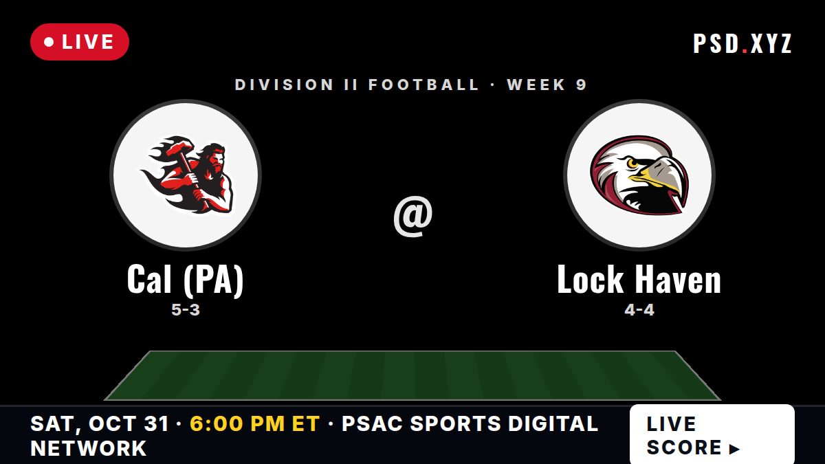 California (PA) Vulcans vs Lock Haven Bald Eagles live on Saturday, October 31, 2026 – watch on PSD.XYZ