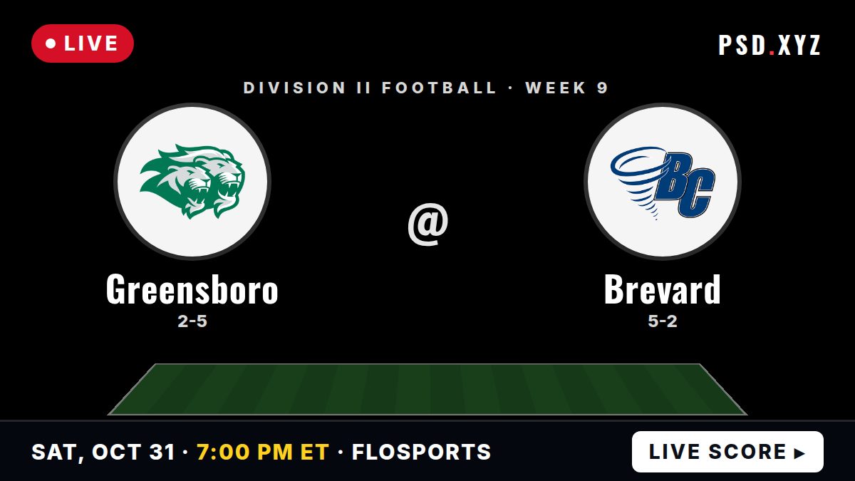 Greensboro College Pride vs Brevard College Tornados live on Saturday, October 31, 2026 – watch on PSD.XYZ