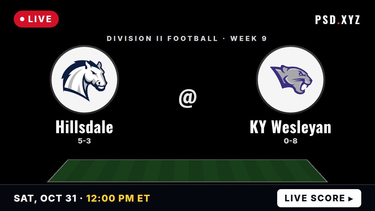 Hillsdale Chargers vs Kentucky Wesleyan Panthers live on Saturday, October 31, 2026 – watch on PSD.XYZ