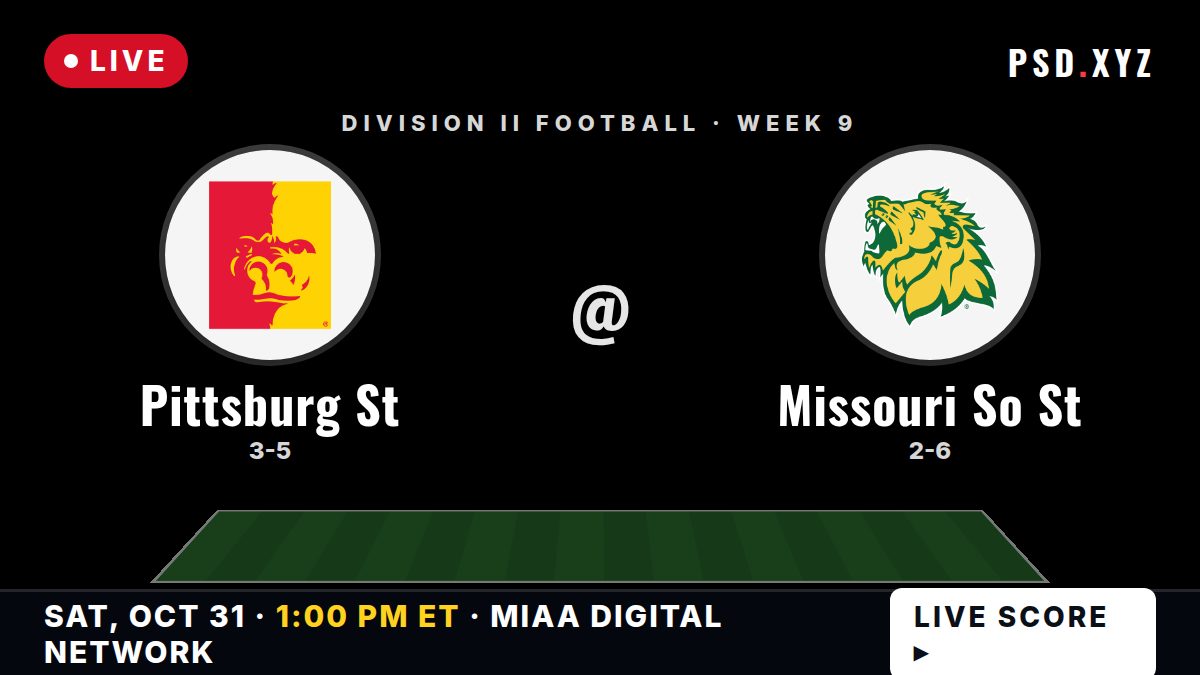 Pittsburg State Gorillas vs Missouri Southern State Lions live on Saturday, October 31, 2026 – watch on PSD.XYZ