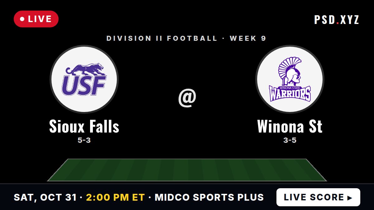 Sioux Falls Cougars vs Winona State Warriors live on Saturday, October 31, 2026 – watch on PSD.XYZ