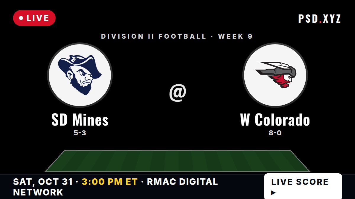 South Dakota Mines Hardrockers vs Western Colorado Mountaineers live on Saturday, October 31, 2026 – watch on PSD.XYZ