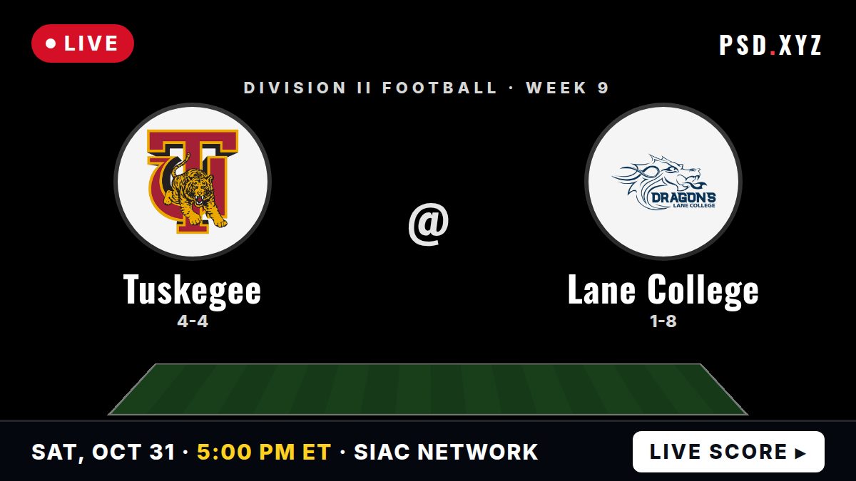 Tuskegee Golden Tigers vs Lane Dragons live on Saturday, October 31, 2026 – watch on PSD.XYZ