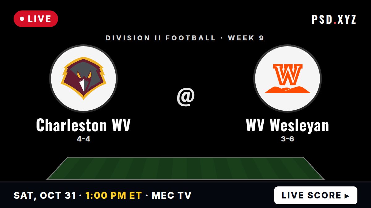 University Of Charleston (WV) Golden Eagles vs West Virginia Wesleyan Bobcats live on Saturday, October 31, 2026 – watch on PSD.XYZ