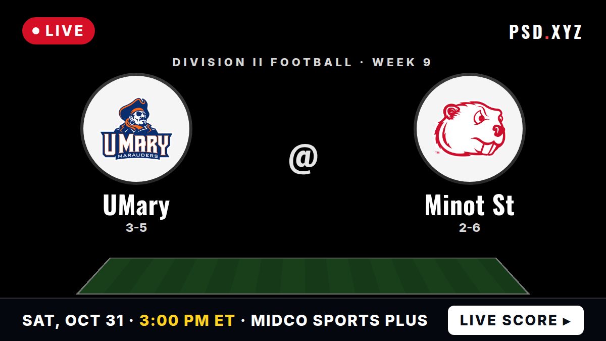 University of Mary Marauders vs Minot State Beavers live on Saturday, October 31, 2026 – watch on PSD.XYZ