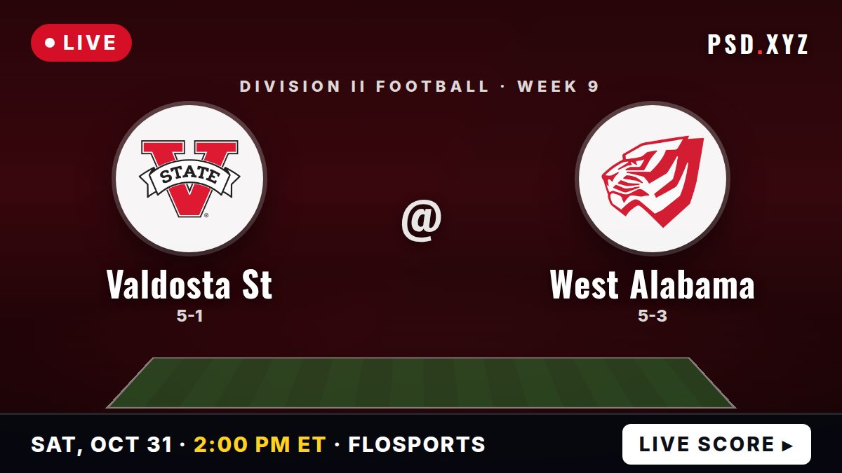 Valdosta State Blazers vs West Alabama Tigers live on Saturday, October 31, 2026 – watch on PSD.XYZ